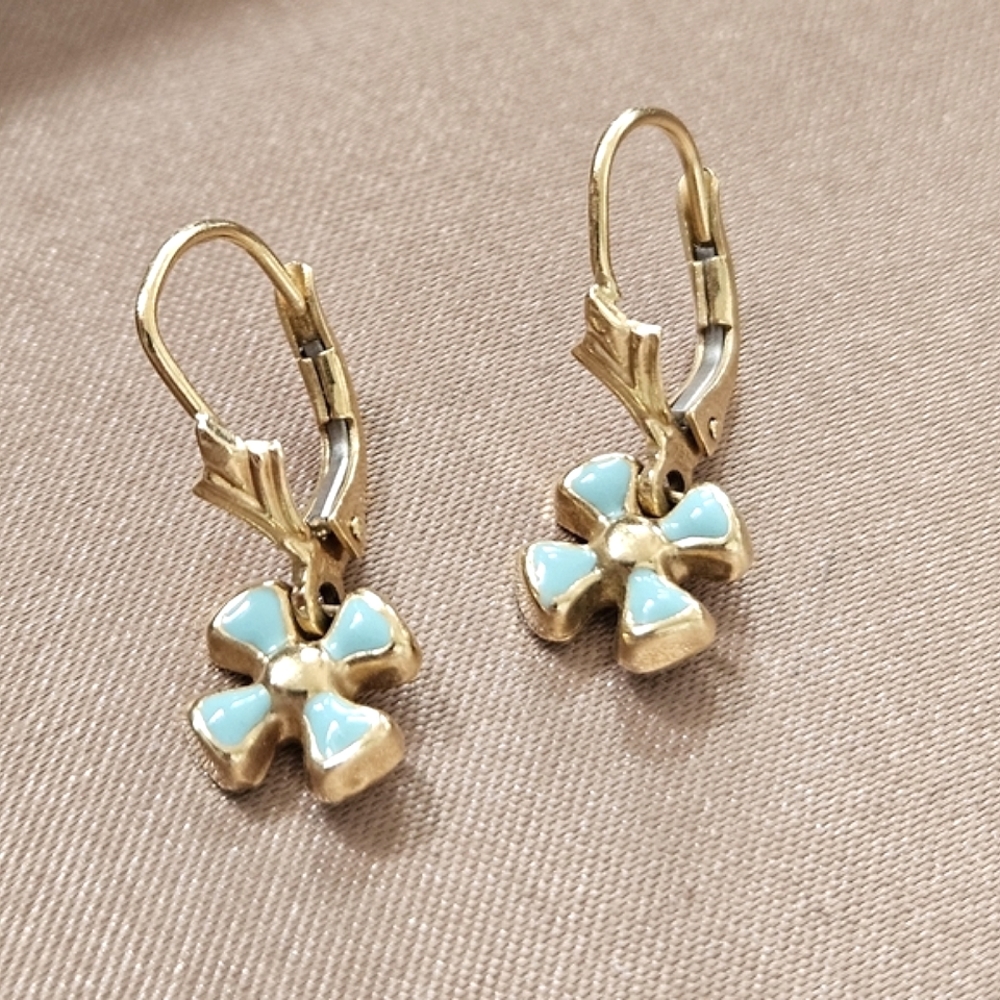 Vintage 18k Gold Enamel Earrings